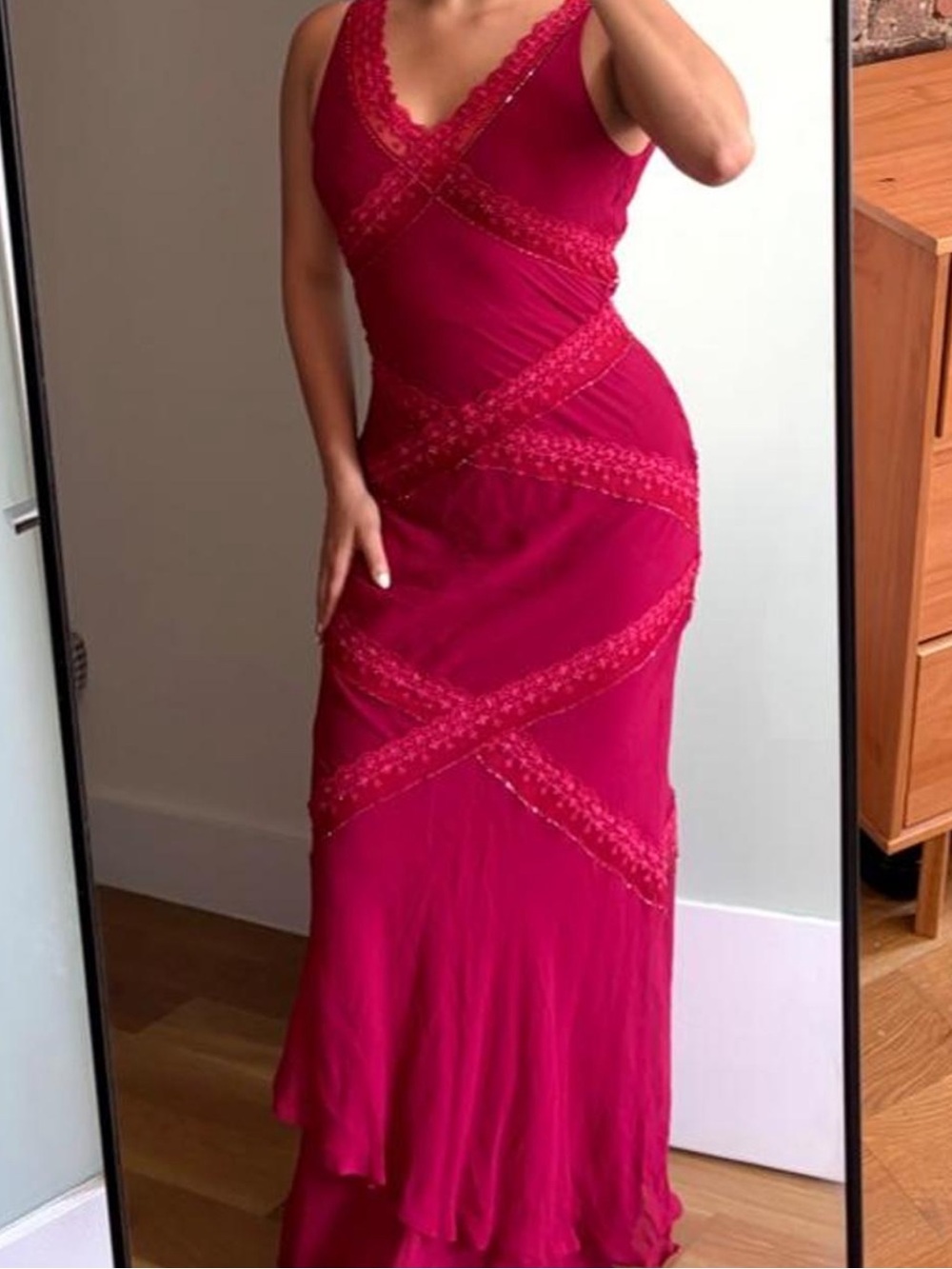 Cache Vintage Silk Slip Dress in Deep Fuchsia - Picture 2 of 8